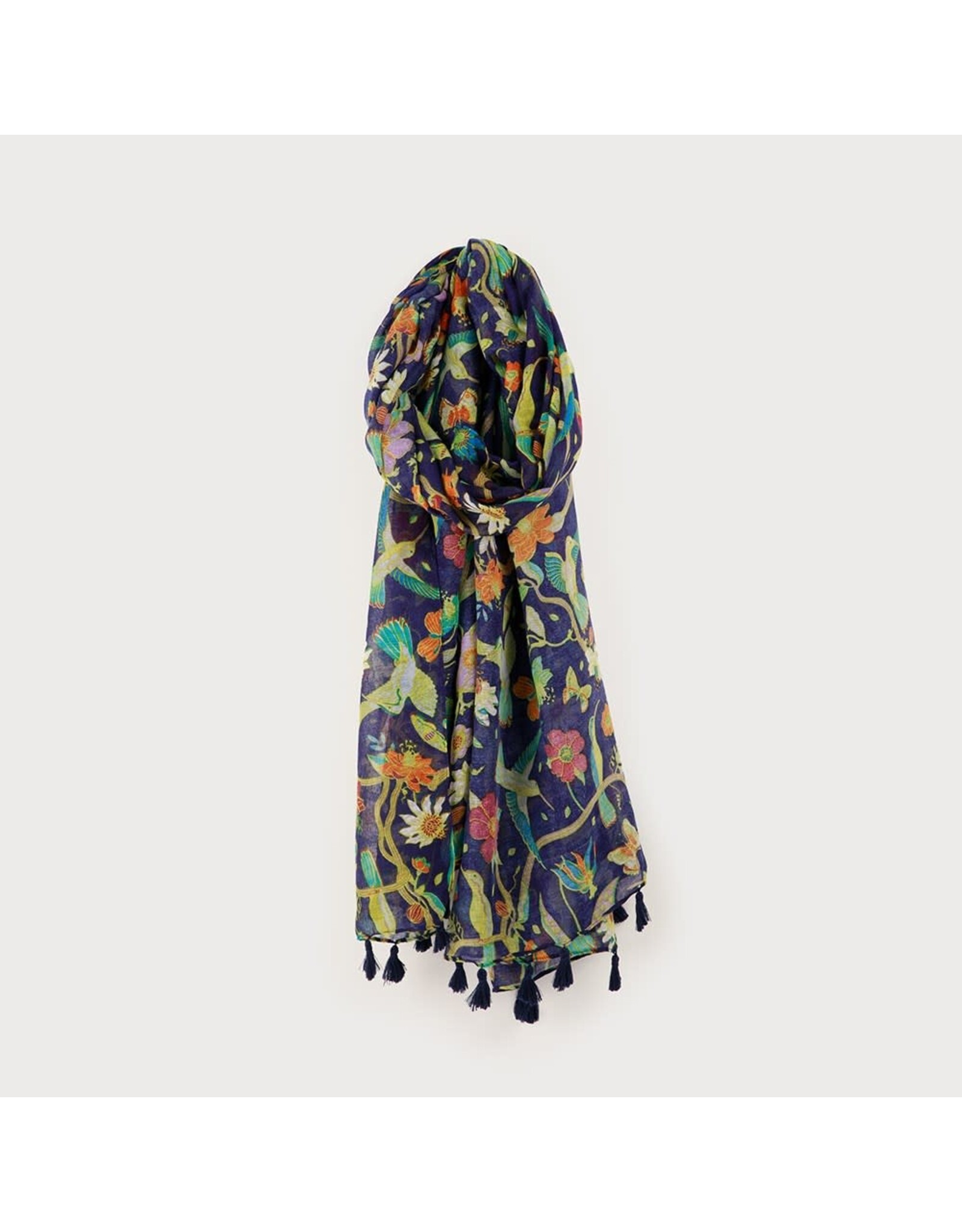 Birds & Flowers - Navy Scarf