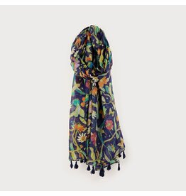 Birds & Flowers - Navy Scarf