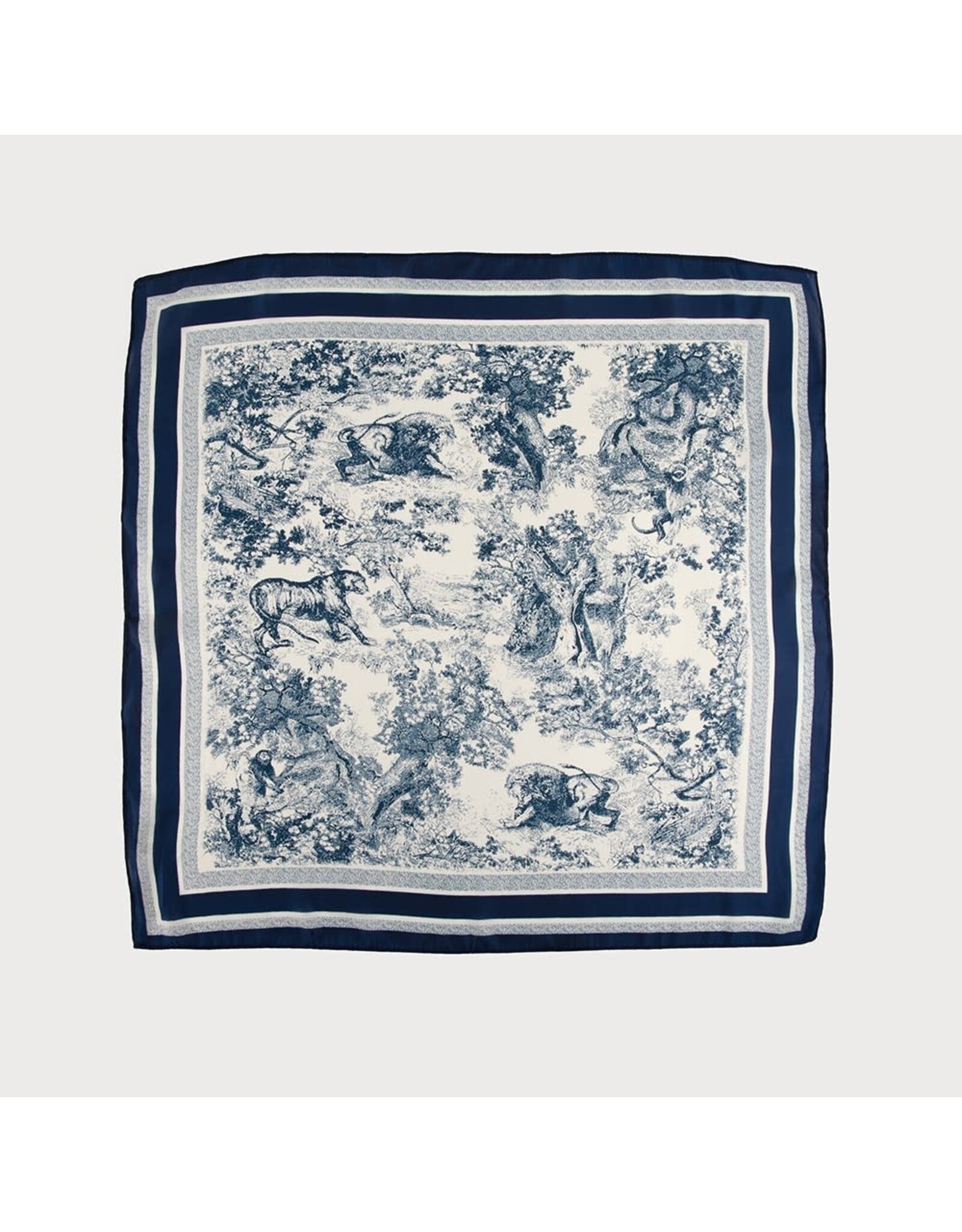 Square Satin Scarf -  Toile Print -