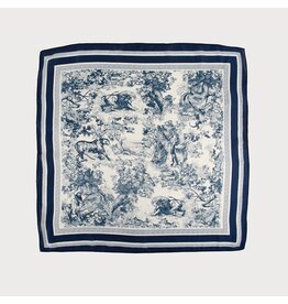 Square Satin Scarf -  Toile Print -
