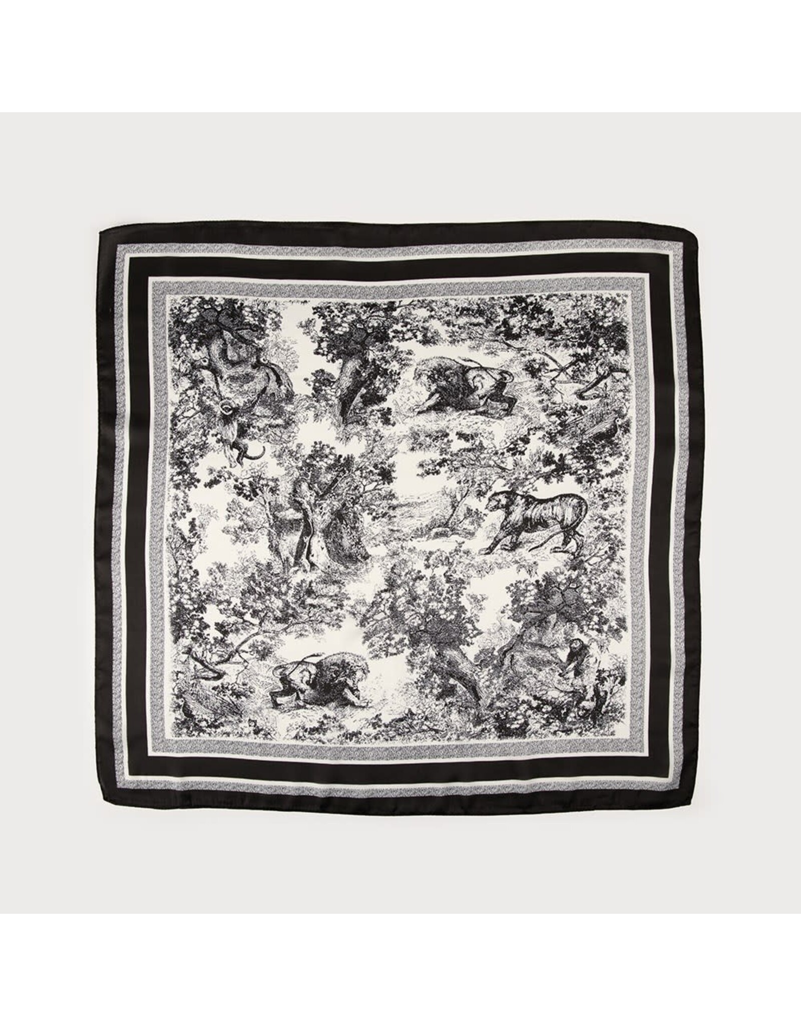 Square Satin Scarf -  Toile Print -