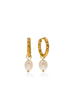 Venus Pearl Drop Hoop Earrings - Gold