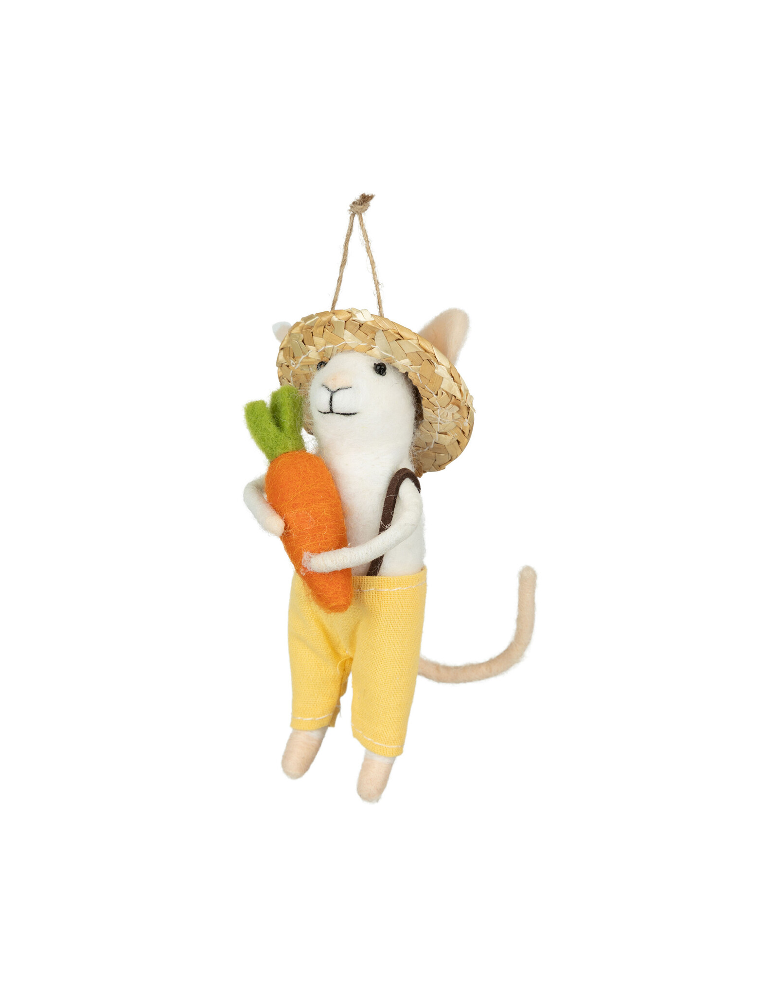 Option 2 White Mouse Holding Carrot Ornament