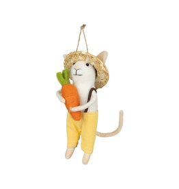 Option 2 White Mouse Holding Carrot Ornament