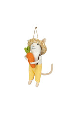 Option 2 White Mouse Holding Carrot Ornament