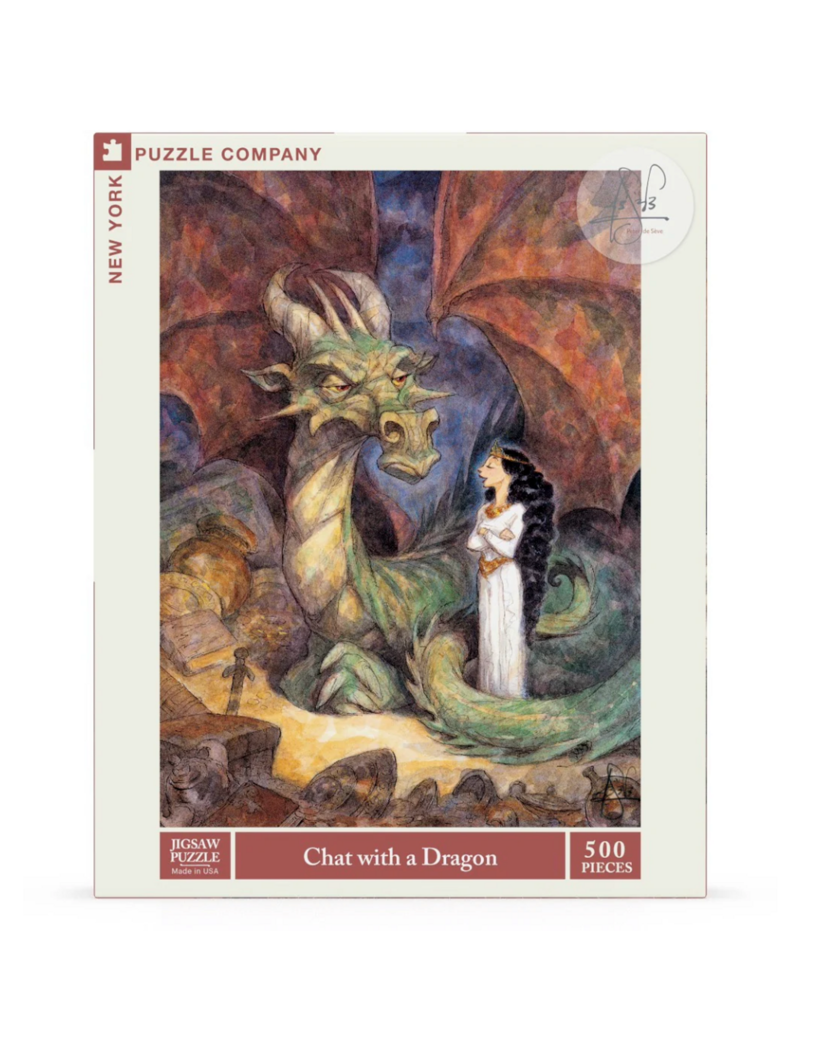 New York Puzzle Co Chat With A Dragon Puzzle - 500 Pieces