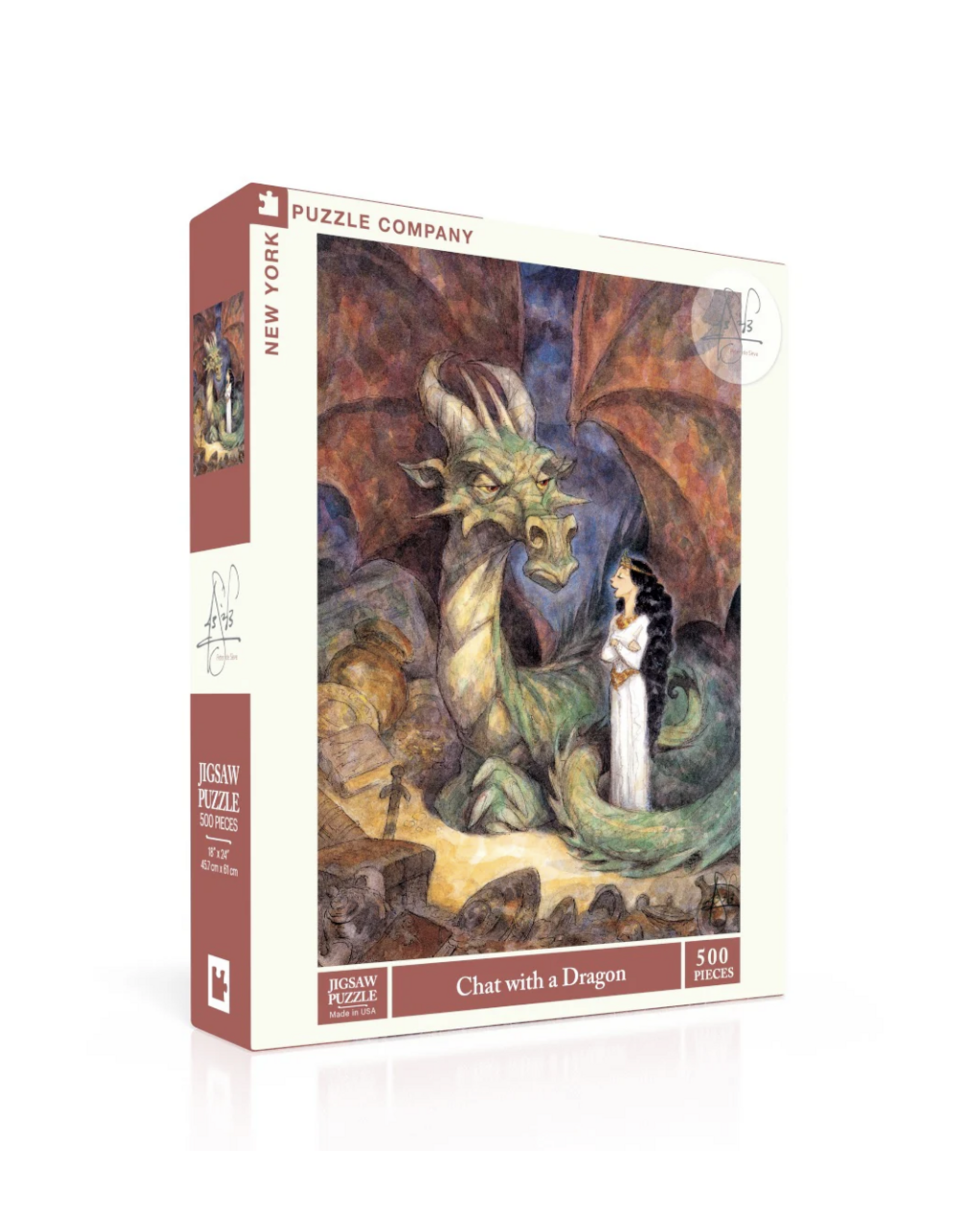 New York Puzzle Co Chat With A Dragon Puzzle - 500 Pieces