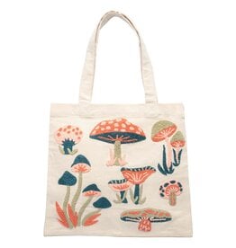 Embroidered Mushroom Canvas Tote