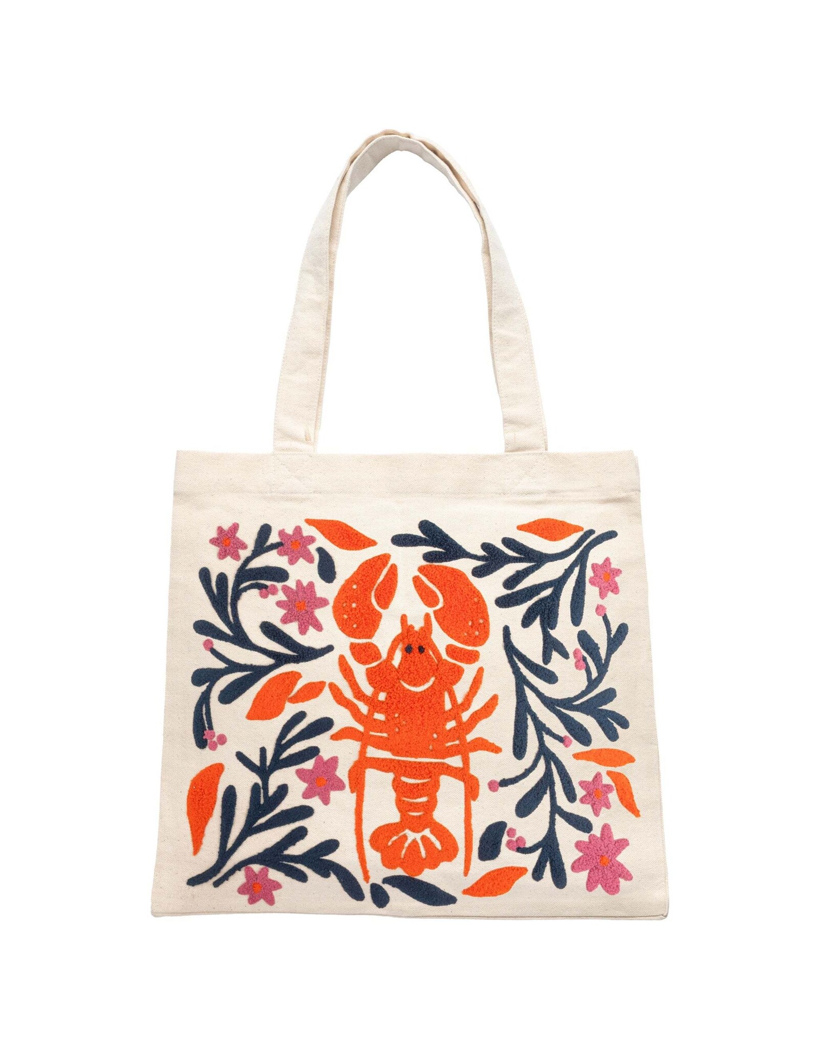 Embroidered Lobster Canvas Tote