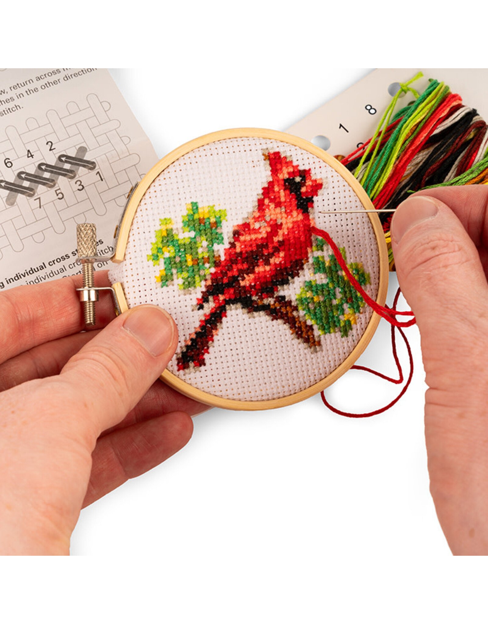 Mini Cross-Stitch Embroidery Kit - Cardinal