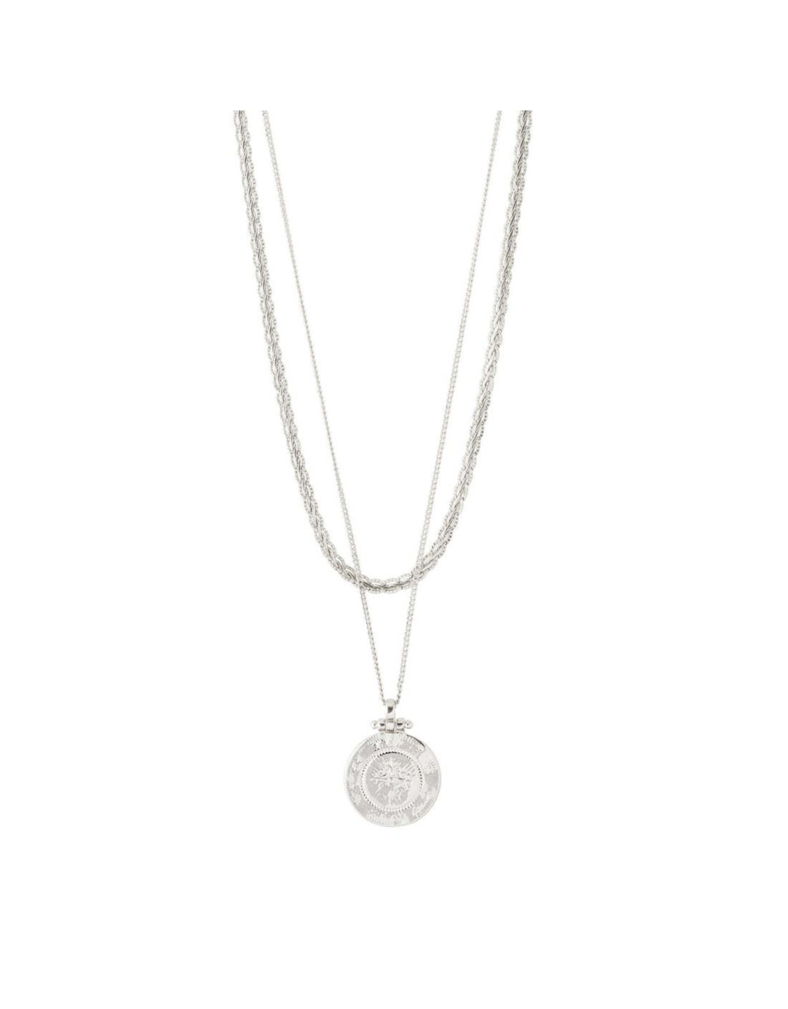 Pilgrim Nomad Two in One Coin Necklace - Silver Plated