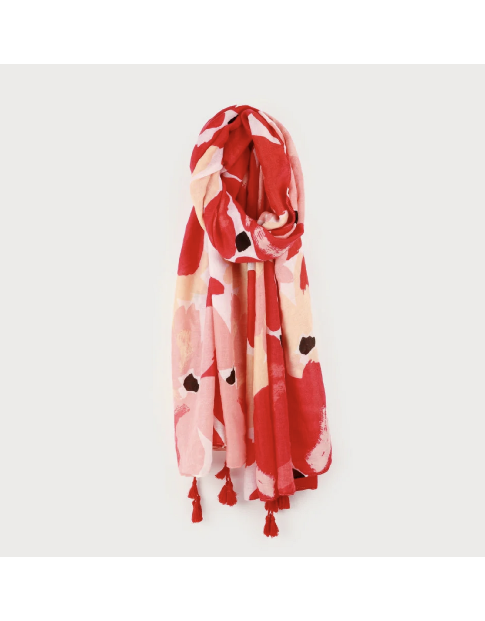 Lightweight Scarf - Red & Pink Floral