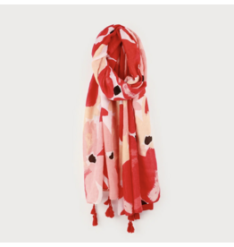 Lightweight Scarf - Red & Pink Floral