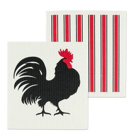 Rooster & Stripes Swedish Dishcloths / Set of 2