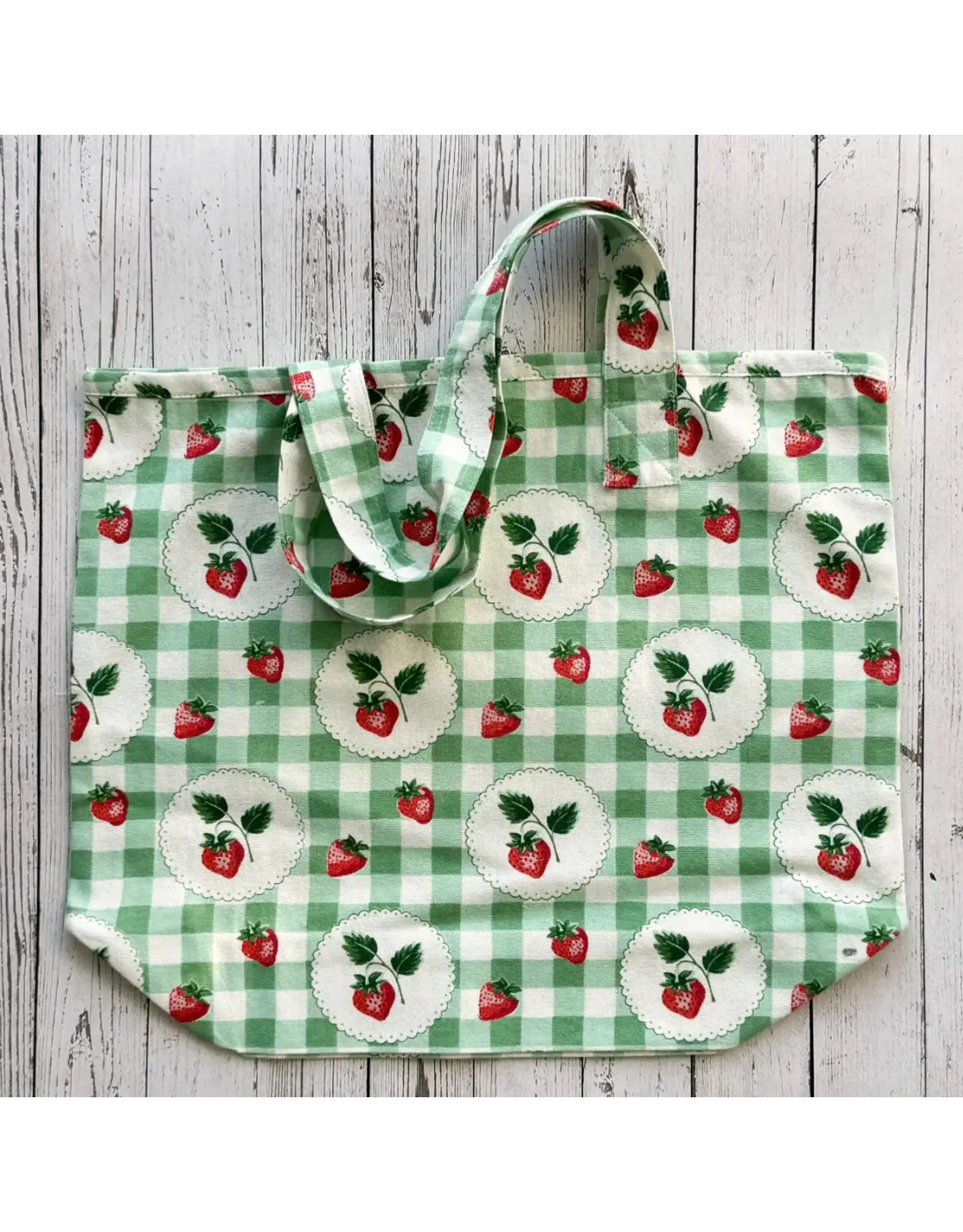 Strawberry Gingham Tote Bag