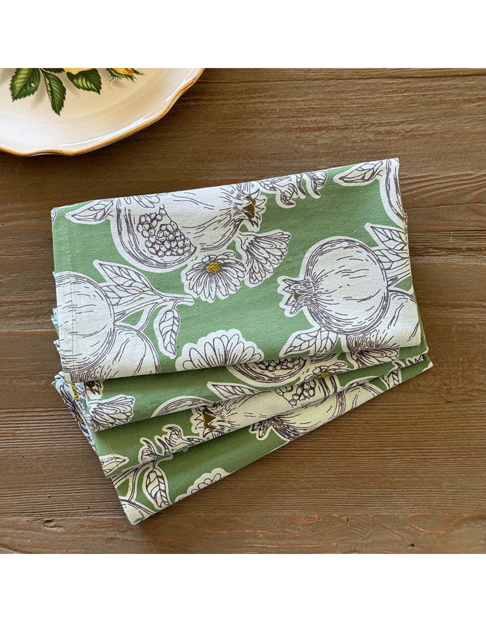 Green Pomegranate Napkins - Set/4