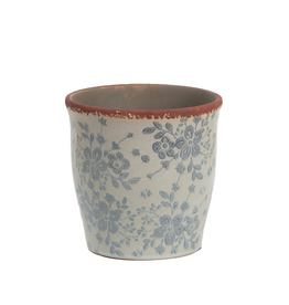 Planter Pot - Blue Floral LG