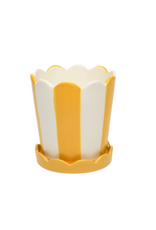 White and Yellow Striped Planter Pot - SM