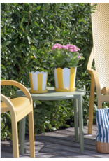 White and Yellow Striped Planter Pot - SM