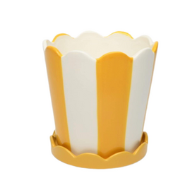 White and Yellow Striped Planter Pot - LG