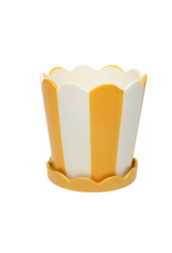White and Yellow Striped Planter Pot - LG