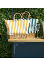 Rectangular Willow Base Insulated Picnic Bag - Yellow/Orange Stripes