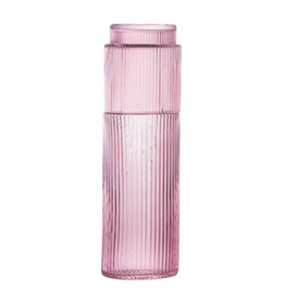 Ribbed Pink Deskside Carafe and Glass