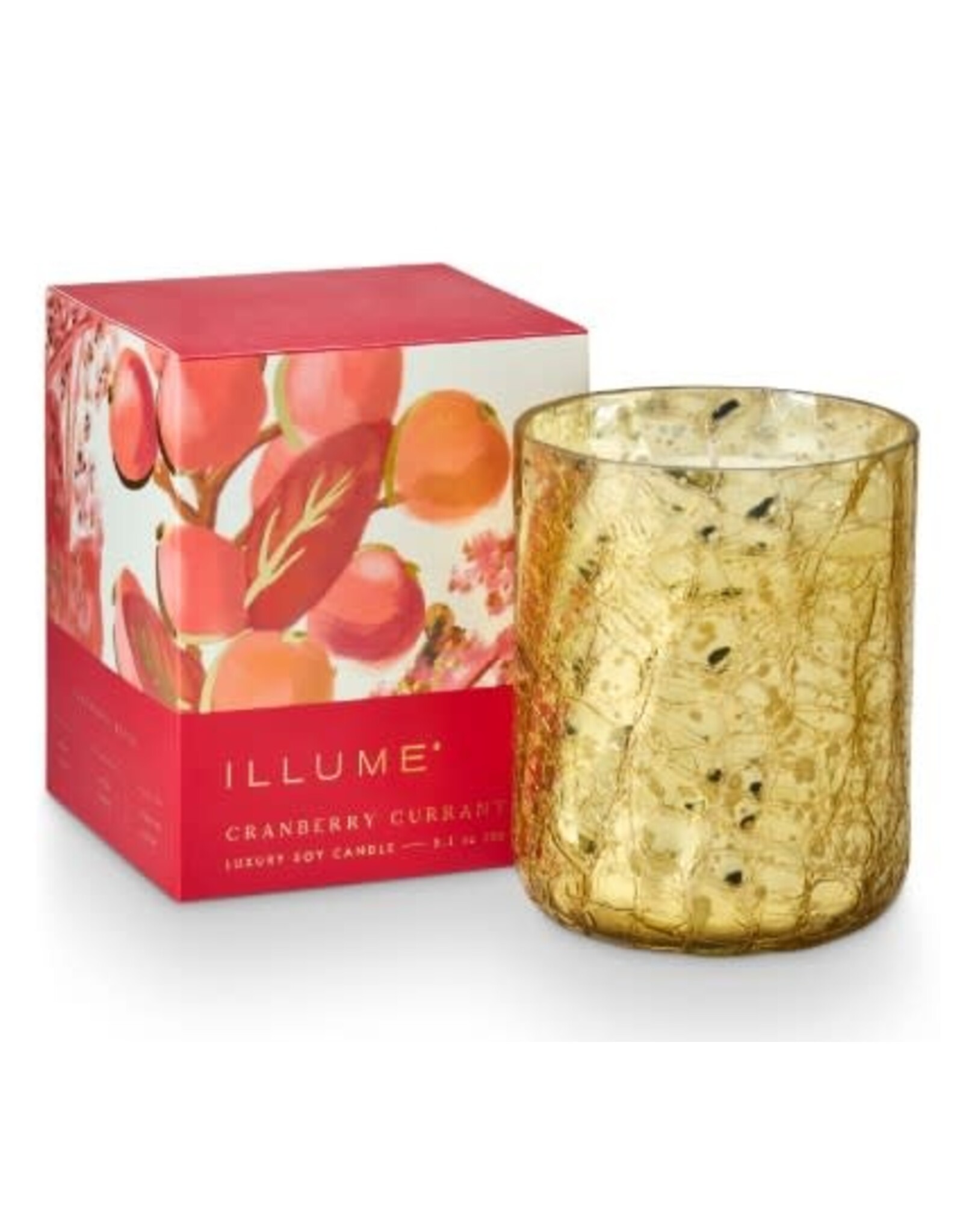 Illume Cranberry Currant Small Boxed Crackle Glass Candle