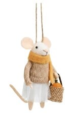 Felt Harvest Mouse w Scarf & Bag