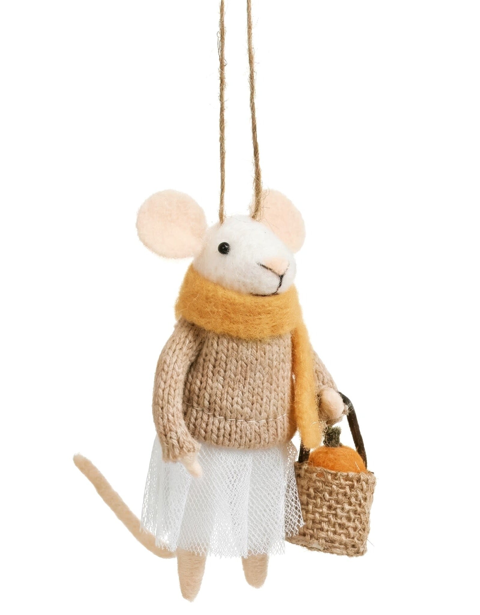 Felt Harvest Mouse w Scarf & Bag