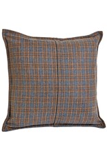 Brown & Blue Wool Check Pillow 17x17