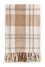 Beige Check Brushed Cotton Throw