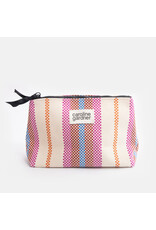 Caroline Gardner Check Stripe Printed Canvas Beauty Bag