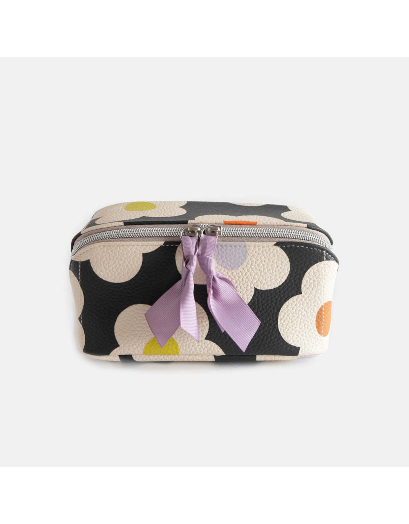 Caroline Gardner Multi Flower Charcoal Diagonal Cosmetic Bag