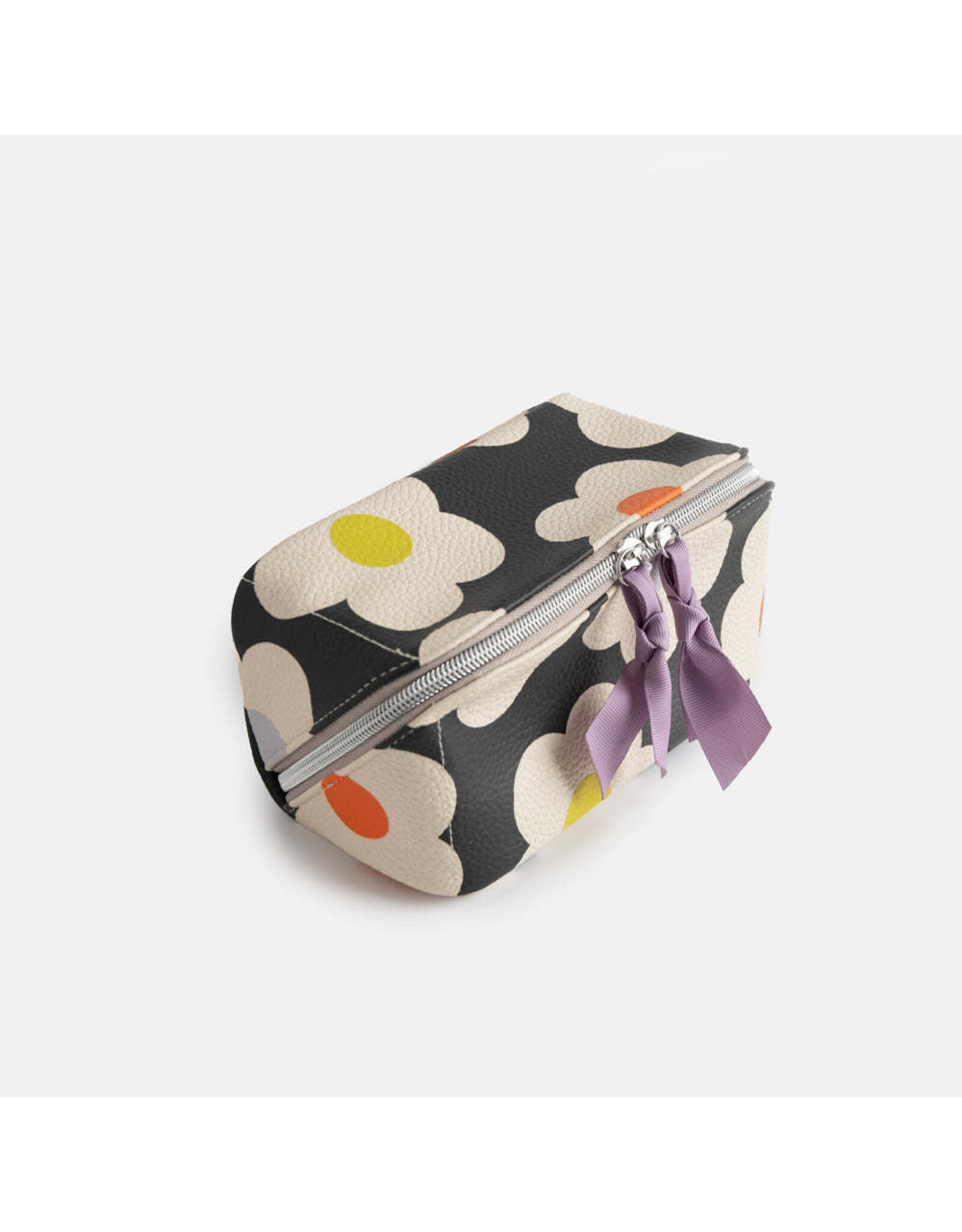 Caroline Gardner Multi Flower Charcoal Diagonal Cosmetic Bag