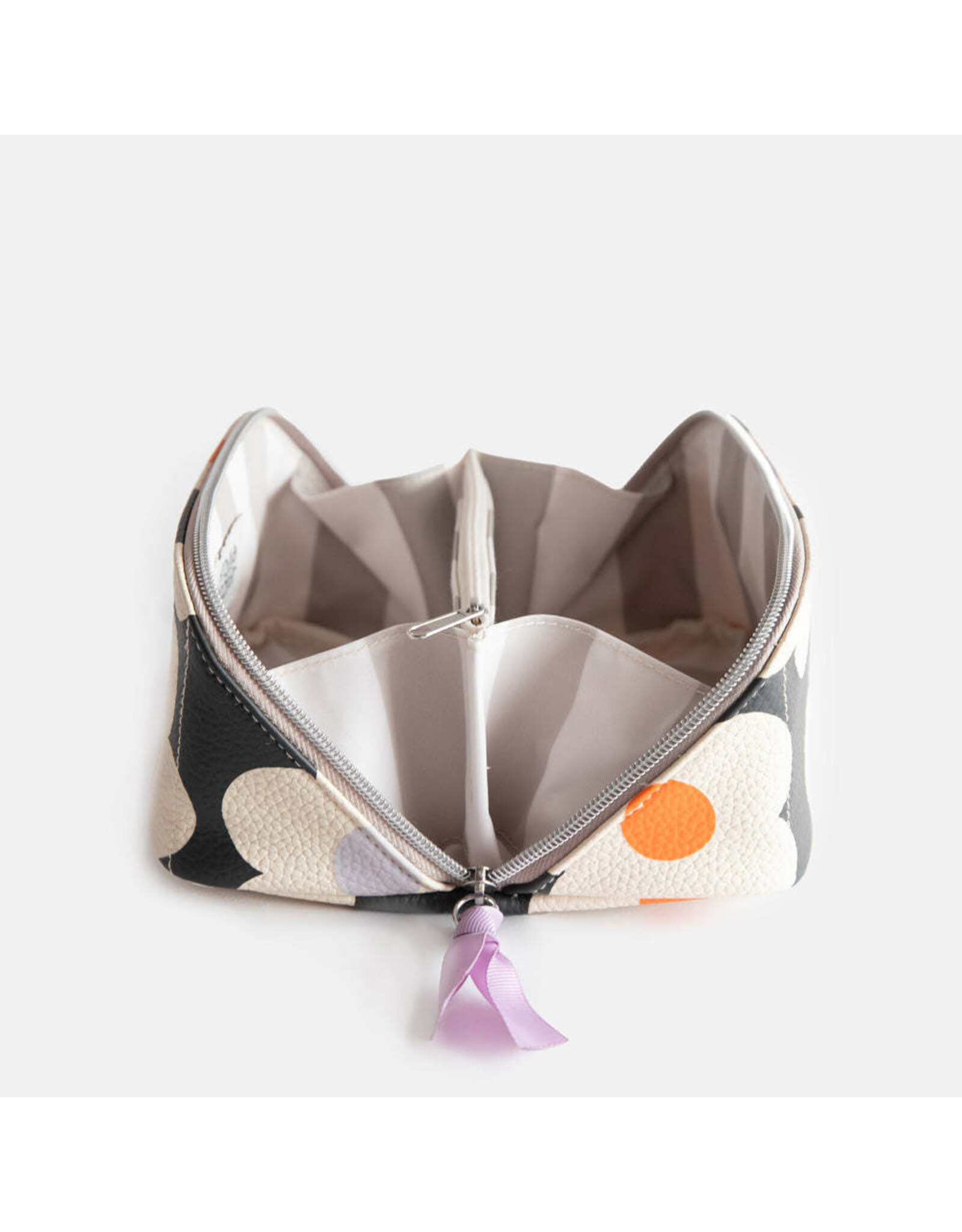 Caroline Gardner Multi Flower Charcoal Diagonal Cosmetic Bag