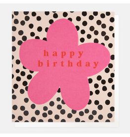 Birthday - Pink Flower On Dotty