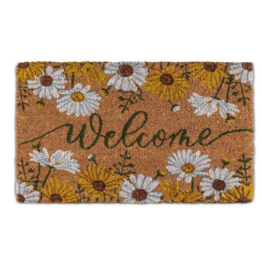 Welcome Doormat with Daisies