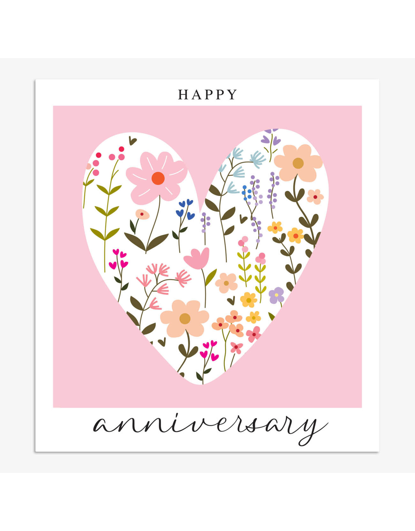 Anniversary - Happy Anniversary Flowers (pink heart)