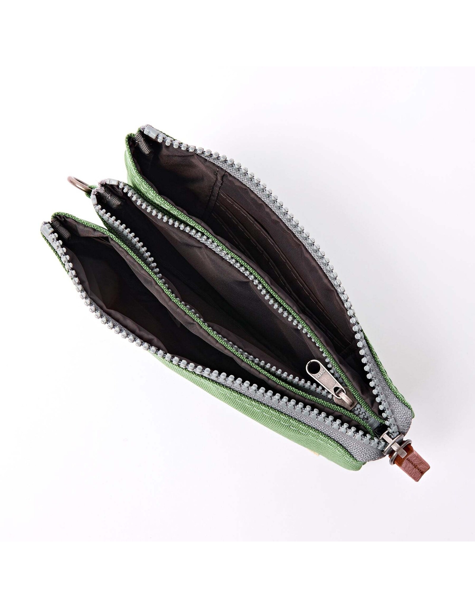 Ori London Carnaby Medium Canvas Wallet w Strap -Artichoke
