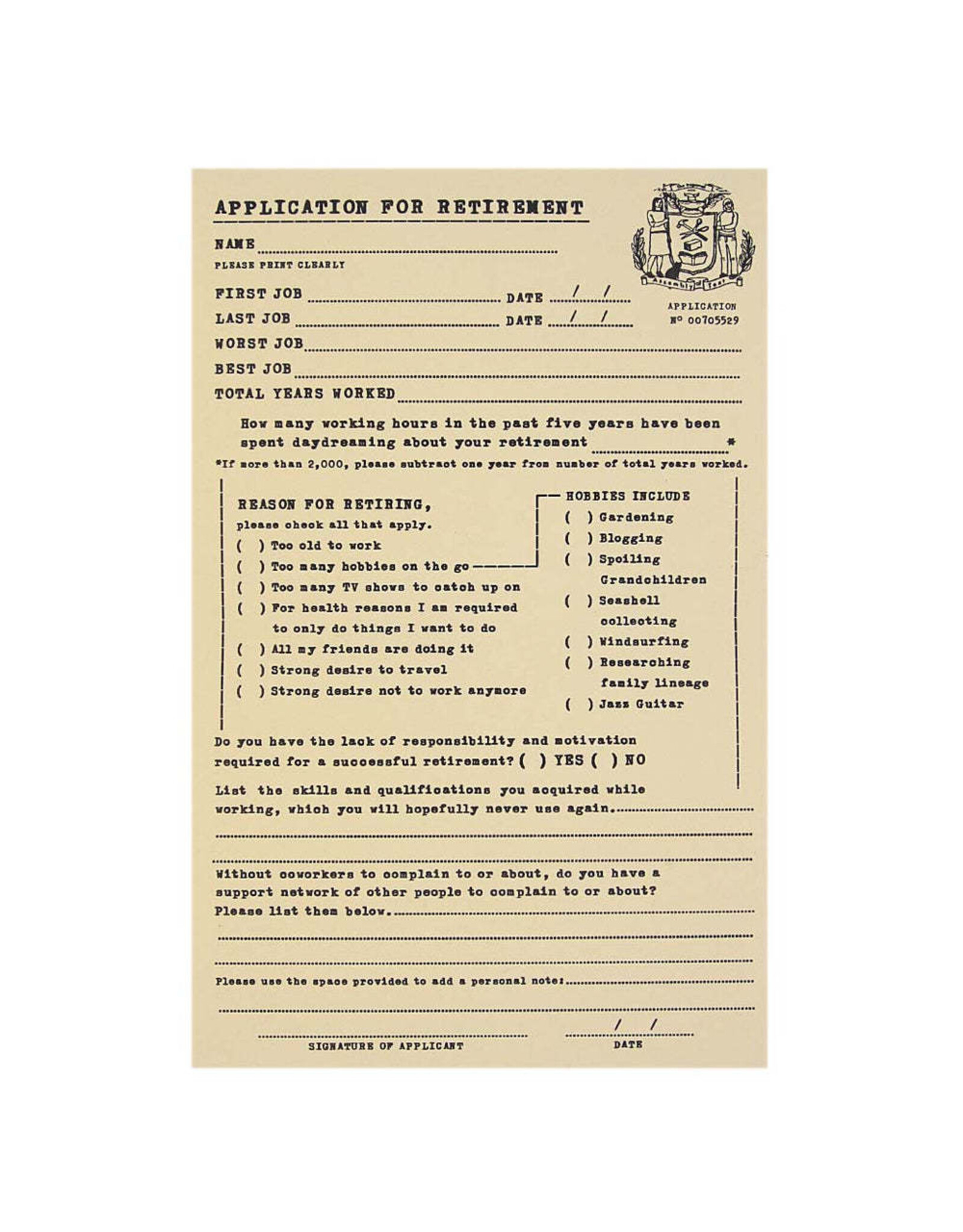 The Regional Assembly Of Text Retirement Application