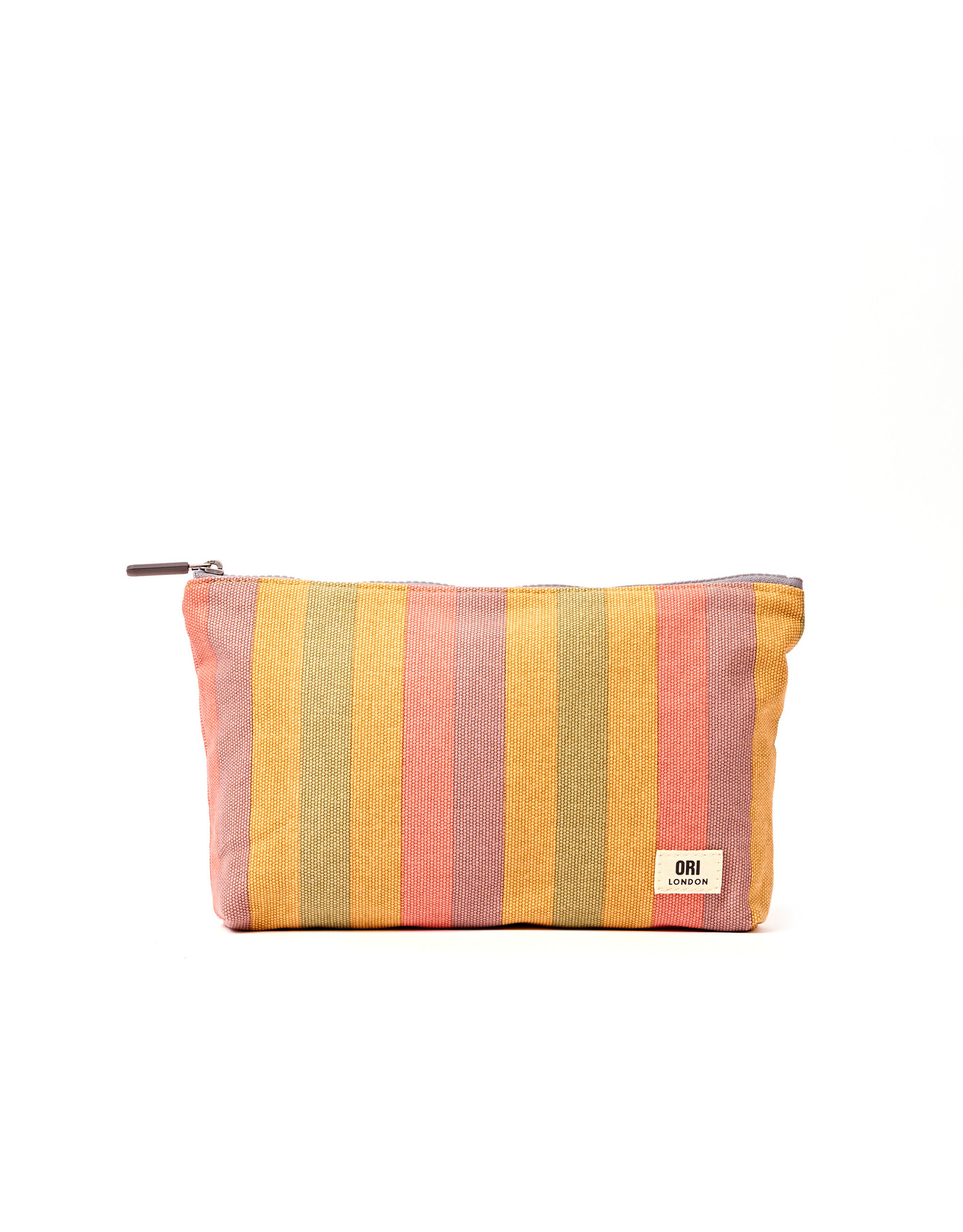 Ori London Maida Vale Medium Cotton Pouch in Faded Multi Stripe