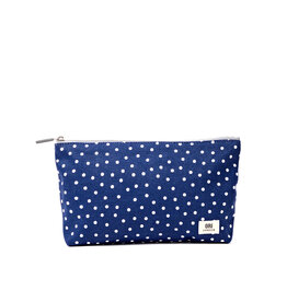 Ori London Maida Vale Medium Cotton Pouch in Navy Polka Dot