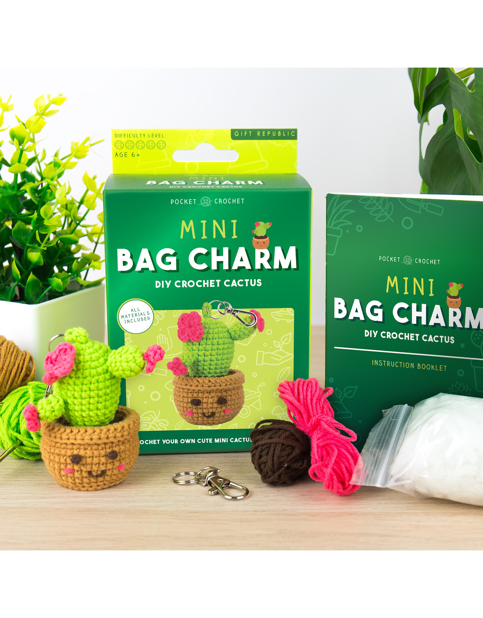 Gift Republic Cactus Bag Charm Crochet Kit