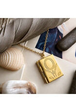 Pika & Bear Bronte Vintage Book Locket Charm Necklace - Raw Brass