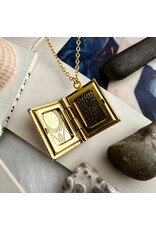 Pika & Bear Bronte Vintage Book Locket Charm Necklace - Raw Brass