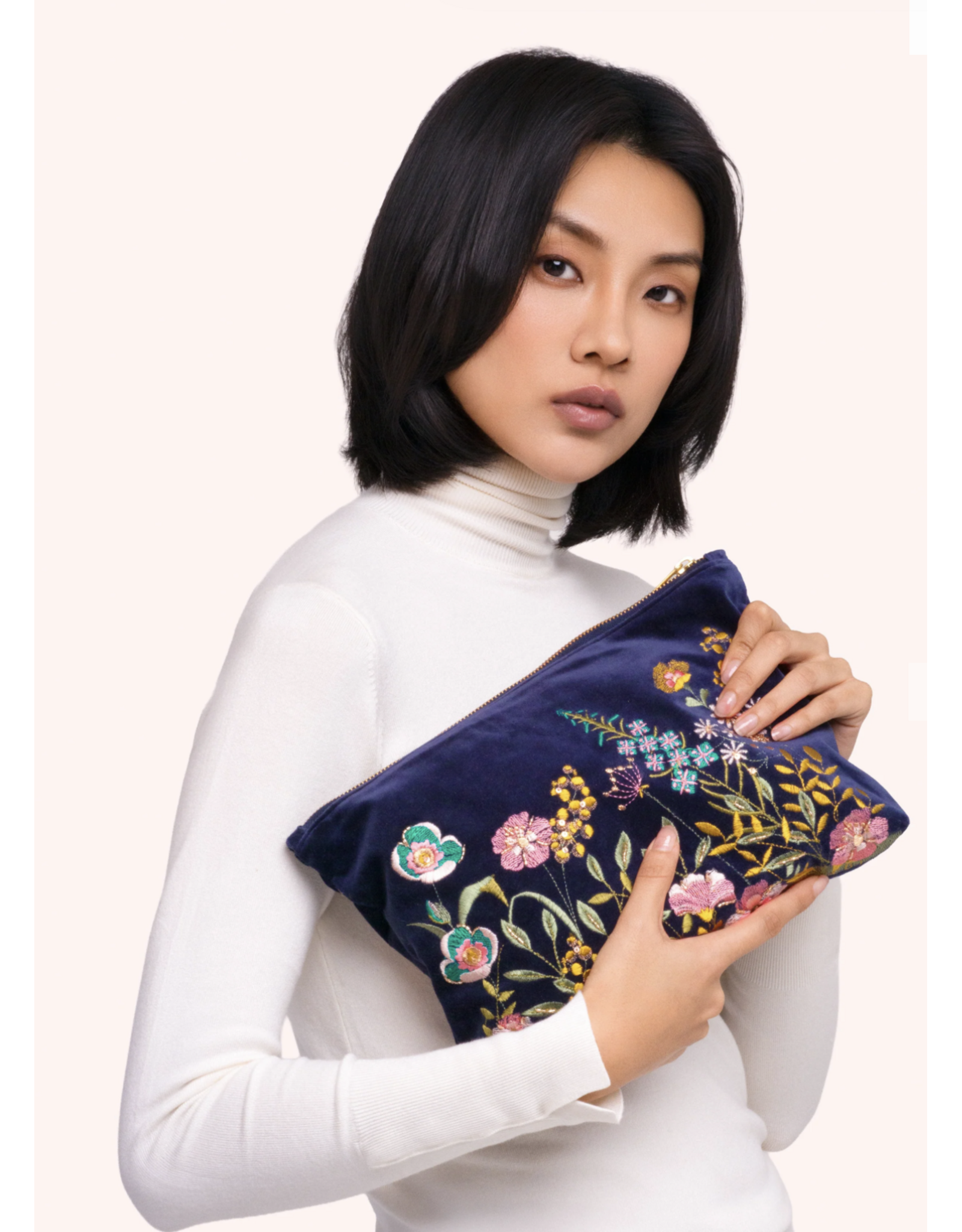 Powder Design Navy Floral Hedgerow Pouch Large