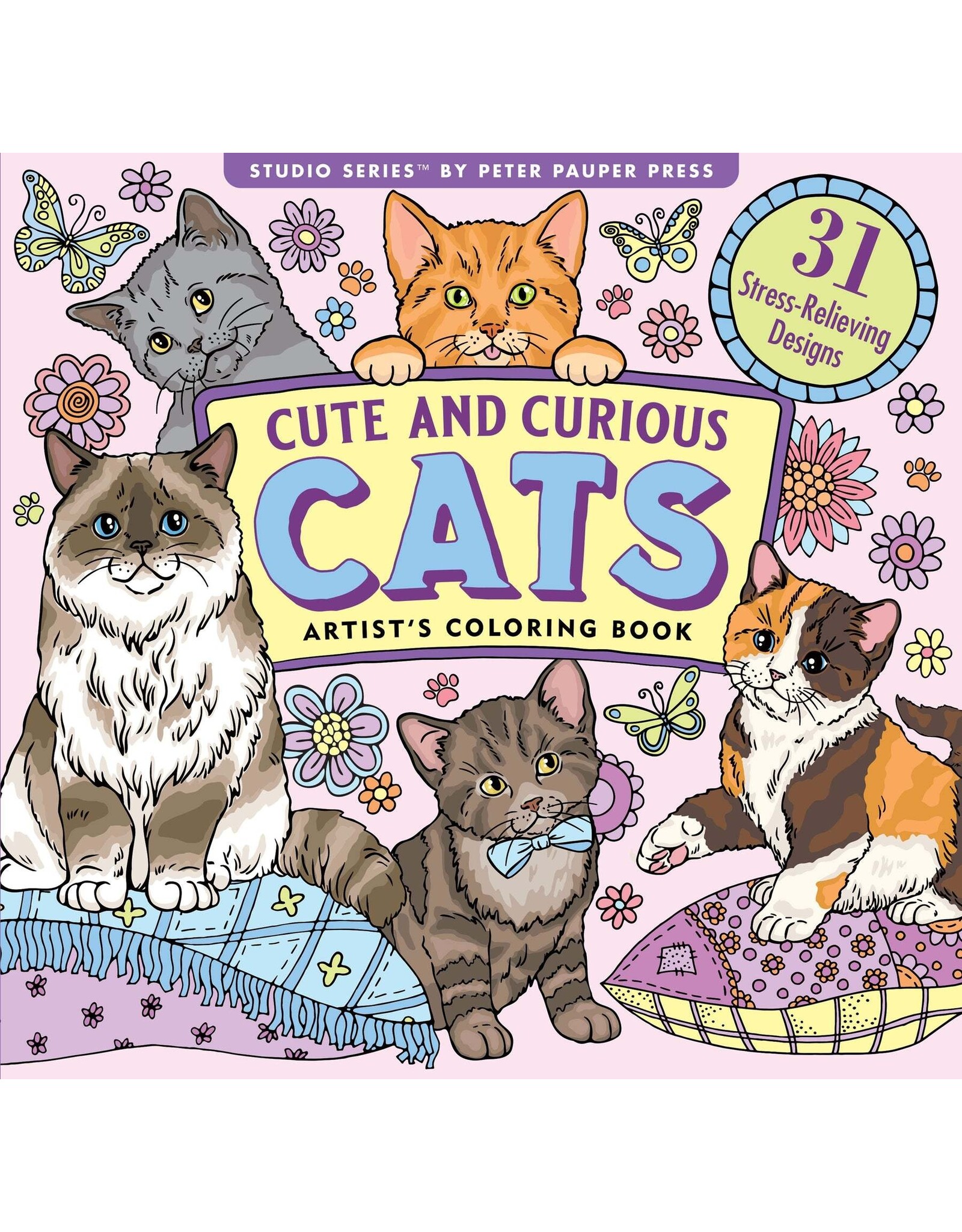 Cute And Curious Cat Adult Colouring Book
