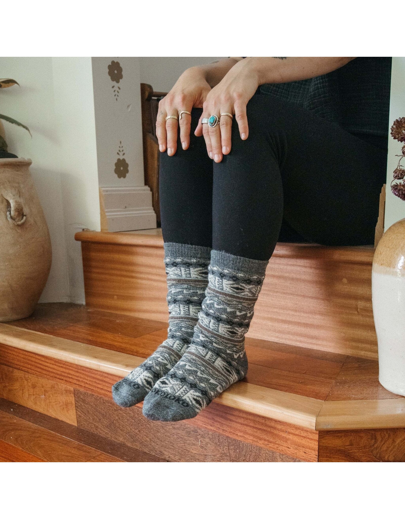 Pokoloko Alpaca Socks - Thick Print - Rockface -