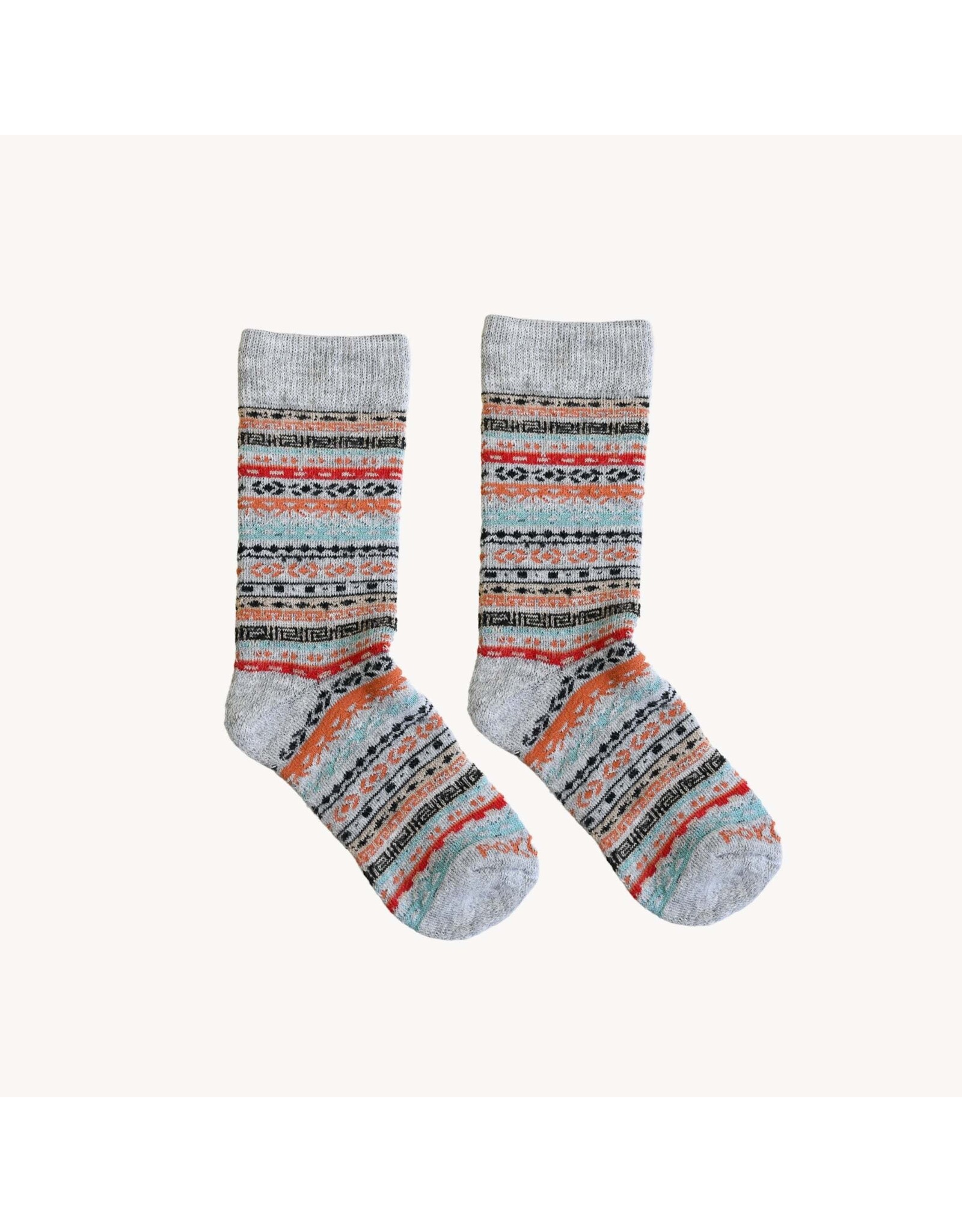 Pokoloko Alpaca Crew Socks - Multi Grey -